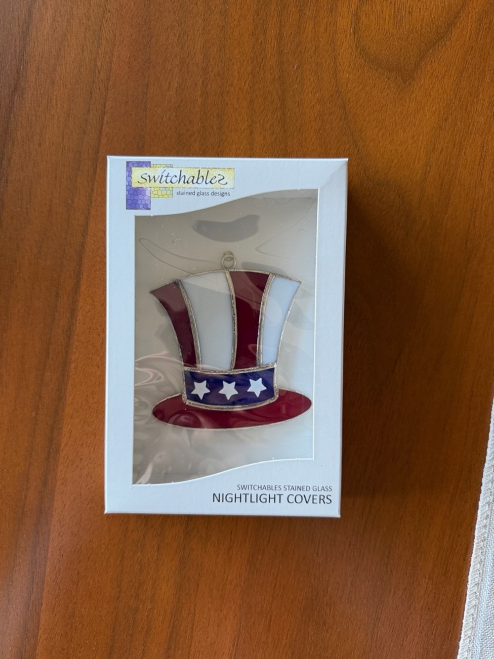 Switchables Stained Glass Patriotic Top Hat Nightlight Cover - Red, White, Blue